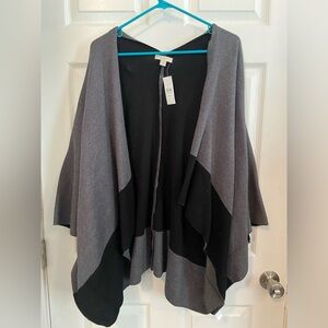 LOFT grey and black sweater shawl
